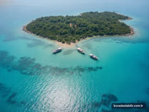 Kalem Adası turkuaz sığ denizi ve Bademli koyları tekne turu Dikili İzmir