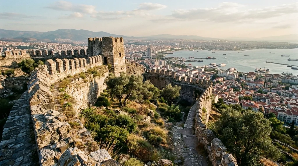Kadifekale Surları Antik Taş Burçları Roma Sarnıçları ve Panoramik İzmir Körfez Seyri