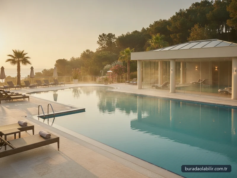 Kaya Termal Tesisleri açık ve kapalı termal havuzlar spa merkezi çam ormanı Balçova İzmir