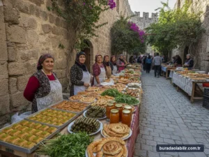 Sığacık Pazarı yöresel ev lezzetleri el açması börekler ve üretici tezgahları Seferihisar İzmir